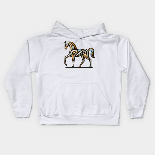 Horse illustration. Illustration of a horse in cubism style Kids Hoodie by gblackid